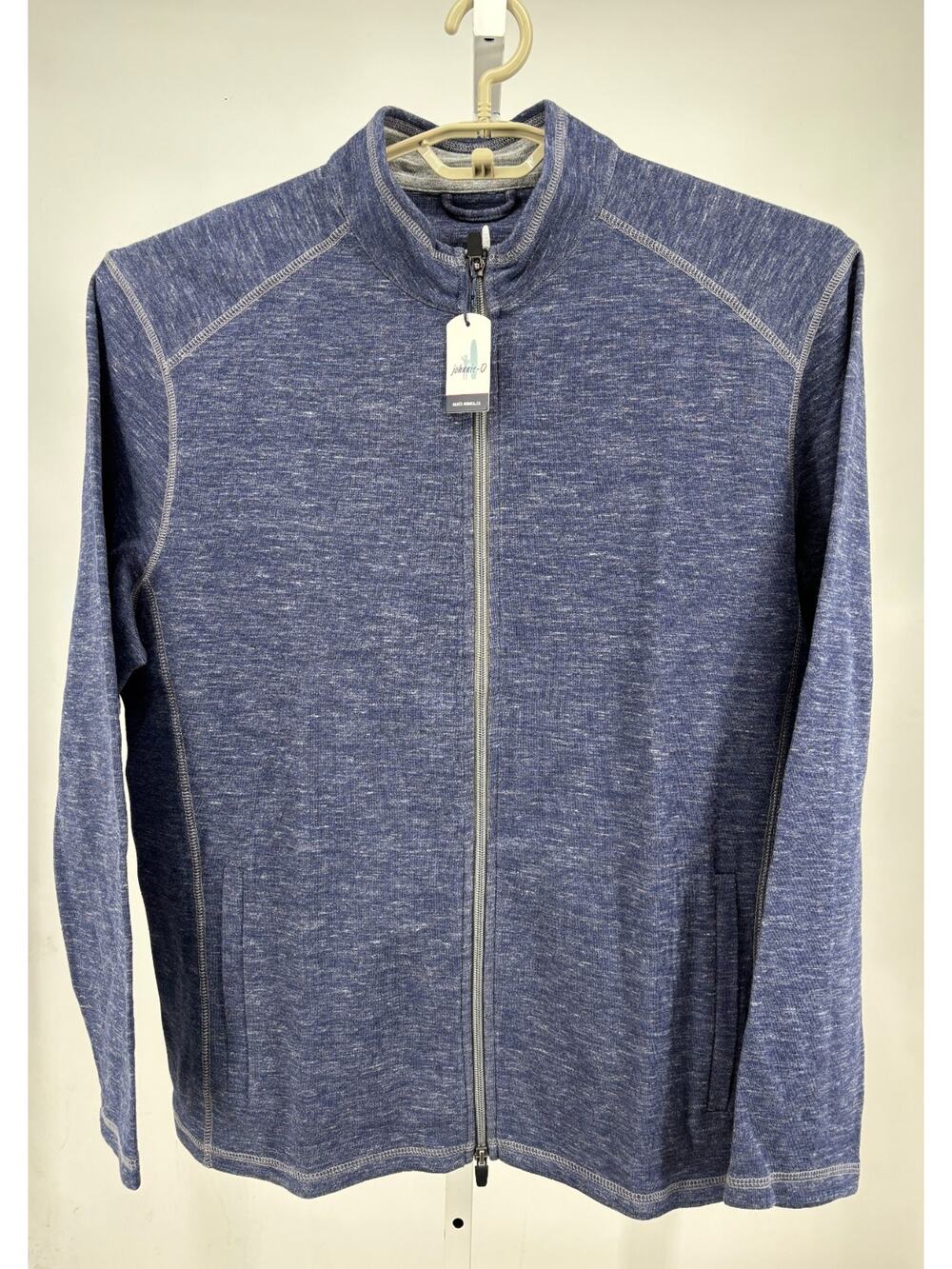 Johnnie-O Willem Jacket Mens XL Indigo Heathered Knit Minimalist Lightweight NWT
